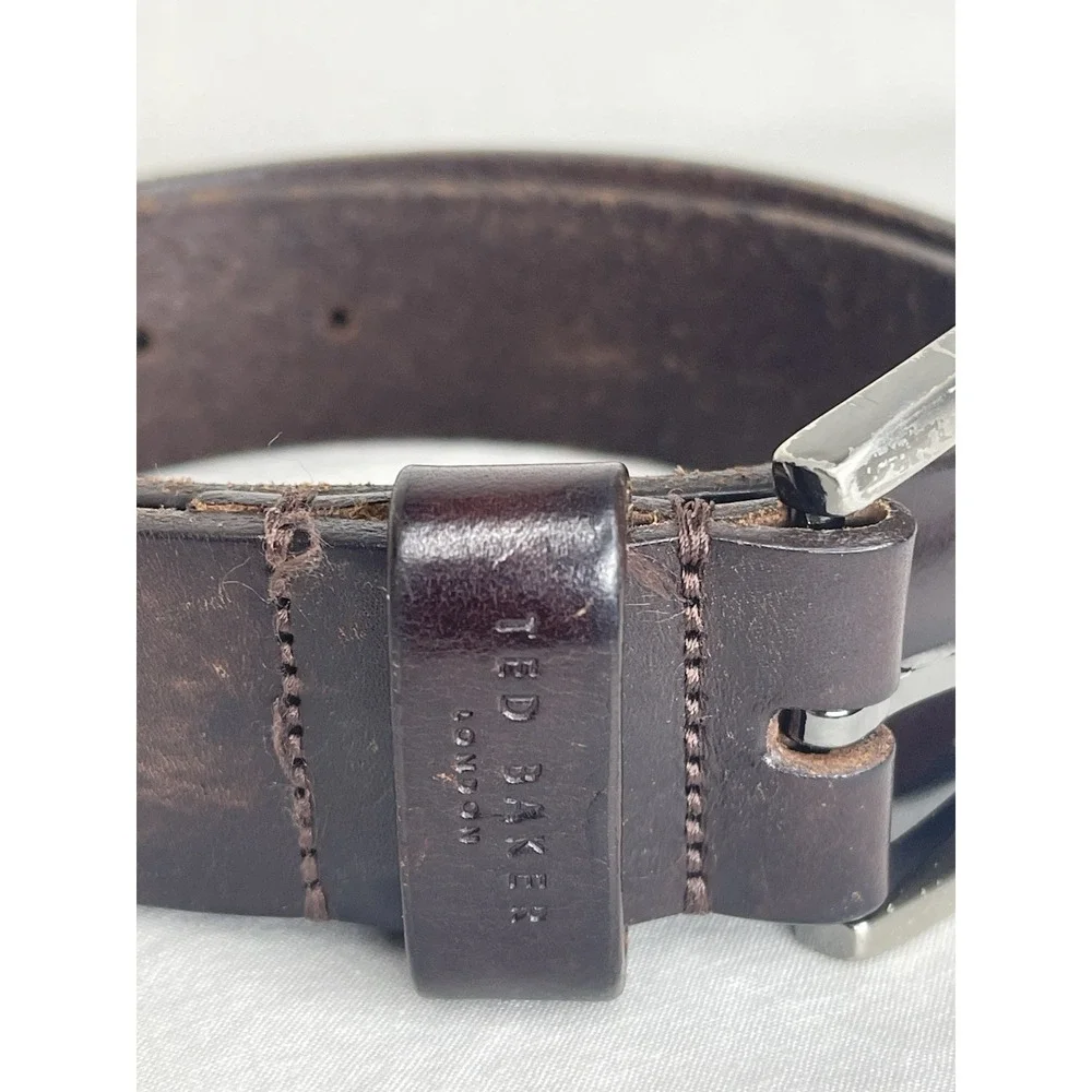 Ted Baker London Men's Brown Dress Belt Size 32 / 81cms Made in Italy Leather
